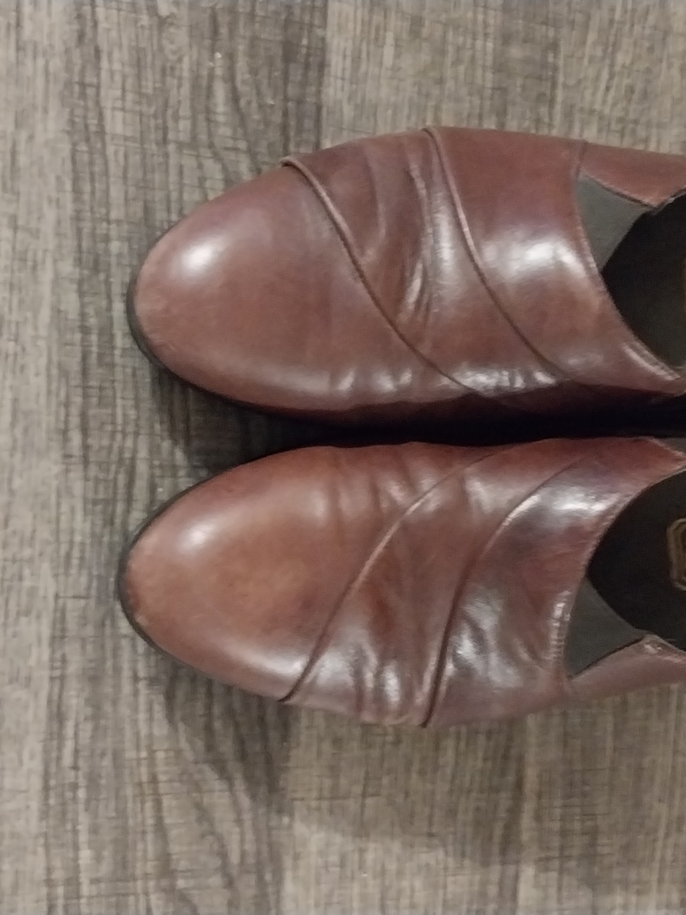 Munro Brown Leather Slip-On Heeled Shoes